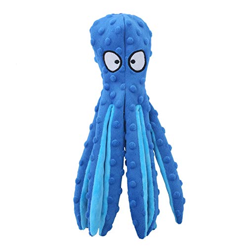 undes pielzeug Octopus Hund Quietschendes Spielzeug Welpen-Hund Kau spielzeug für interaktives niedliches, entzückendes, weiches Hunde-Biss-Plüsch-Sound-Squeak-Spielzeug für Hunde-Spielzeug L Blau von Roadoor