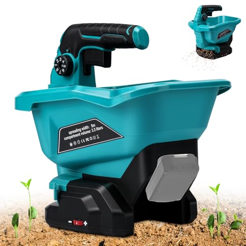 Roadtime Düngerstreuer für Makita 18V Akku, Tragbar Handstreuer mit 5-stufige Drehzahlregulierung, Power Spreader 3,3 L, Saatgutstreuer für das ganze Jahr, deckt bis zu 800 m² ab(ohne Akku) ﻿ von Roadtime