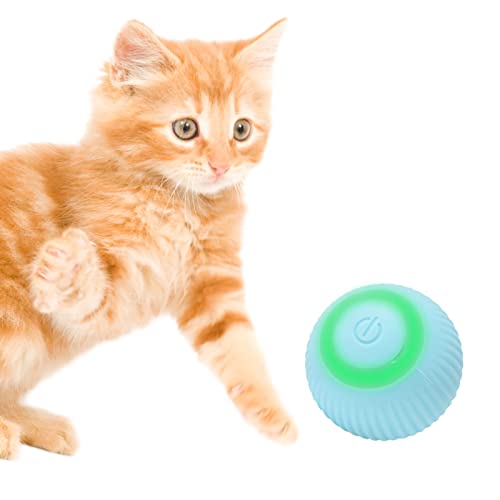 Roadtime Interaktives Katzenspielzeug Bälle, 360° Selbstdrehendes, USB Wiederaufladbares Katzenballspielzeug mit LED-Licht, Lustiger Katzenball Spielzeug für Wohnungskatzen (Blue) von Roadtime