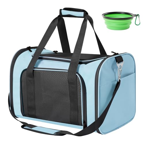 Roaringkitty Reisen mit Stil: tragbare Haustier-Tragetasche für kleine Haustiere bis zu 6,8 kg, von Fluggesellschaften zugelassen, zusammenklappbar und bequem, weiche Seitentasche für Katzen und von Roaringkitty