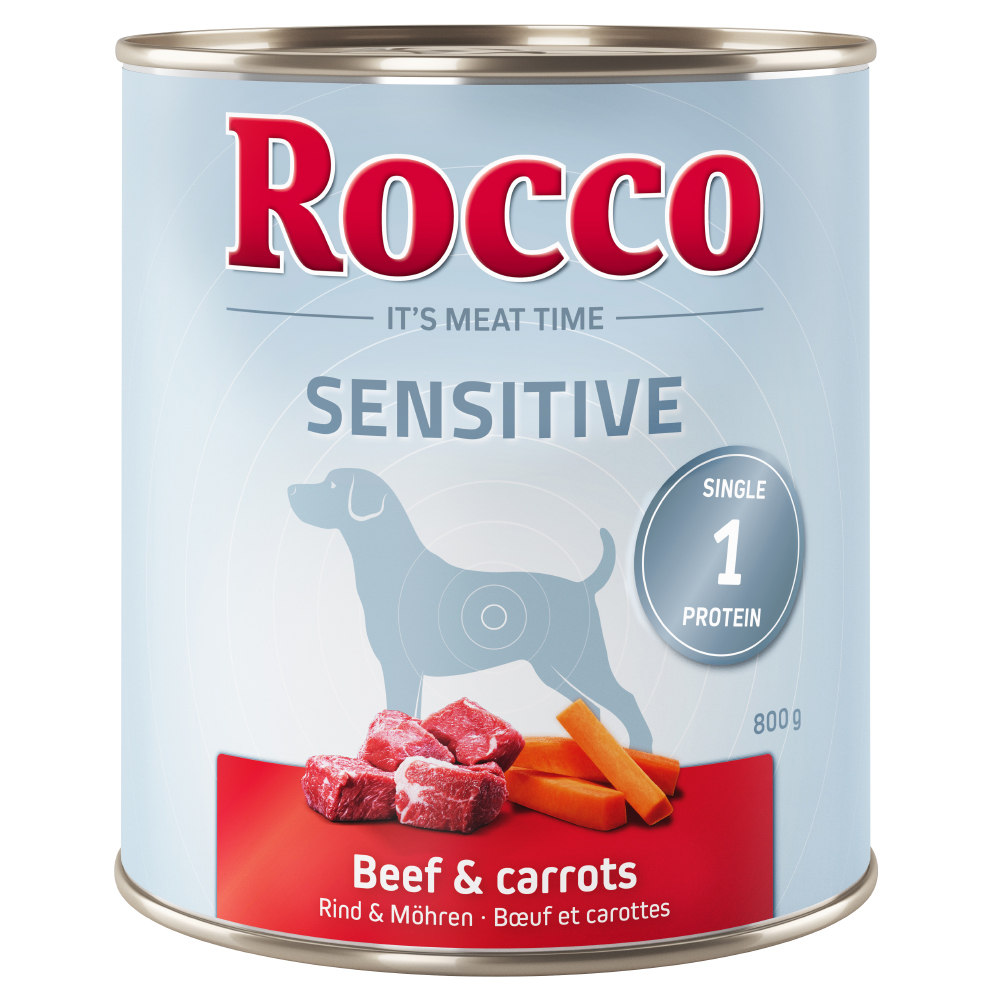 20 + 4 gratis! Rocco Sensitive 24 x 800 g - Rind & Möhre von Rocco
