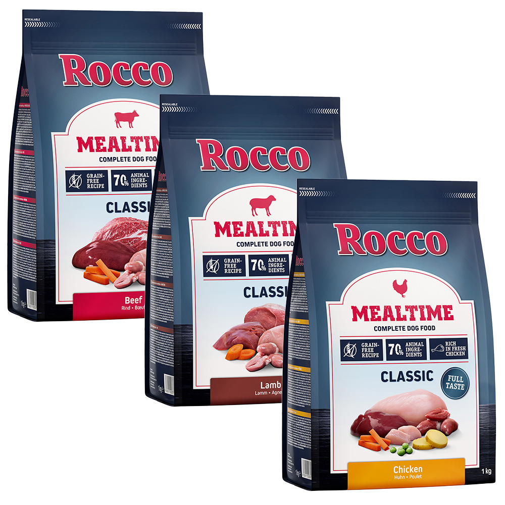 3 x 1 kg Rocco Mealtime - gemischtes Probierpaket  Mix 1: Rind, Huhn, Lamm von Rocco