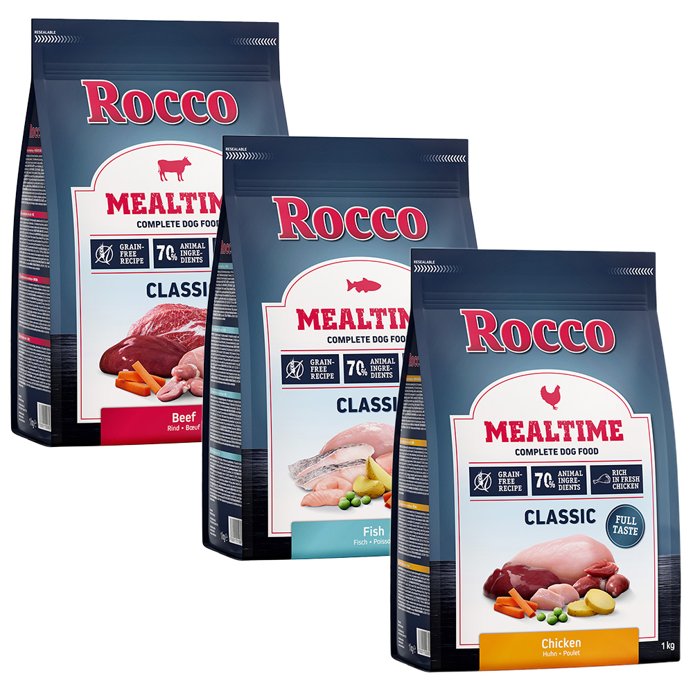 3 x 1 kg Rocco Mealtime - gemischtes Probierpaket  Mix 3: Rind, Huhn, Fisch von Rocco