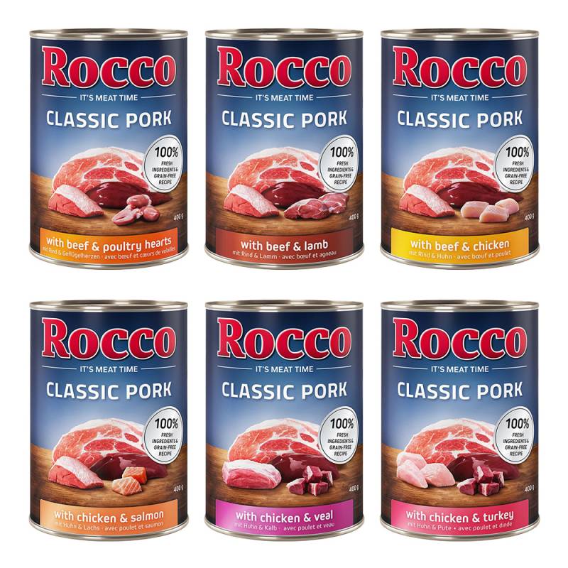 6 x 400 g Rocco Nassfutter zum Sonderpreis! - Classic Pork: Mix von Rocco