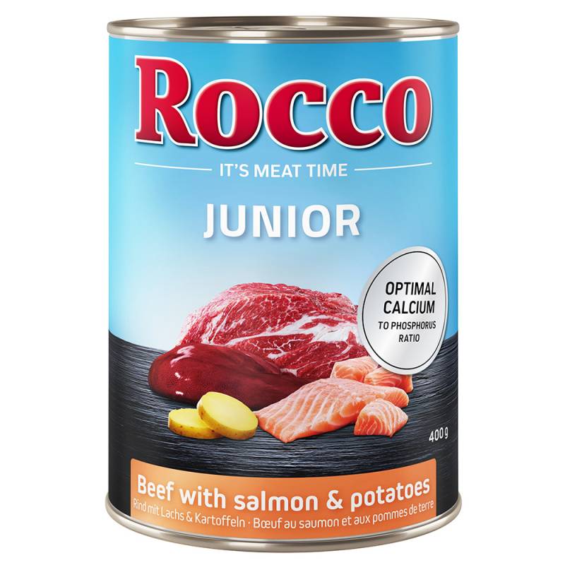 6 x 400 g Rocco Nassfutter zum Sonderpreis! - Junior: Rind mit Lachs und Kartoffeln von Rocco
