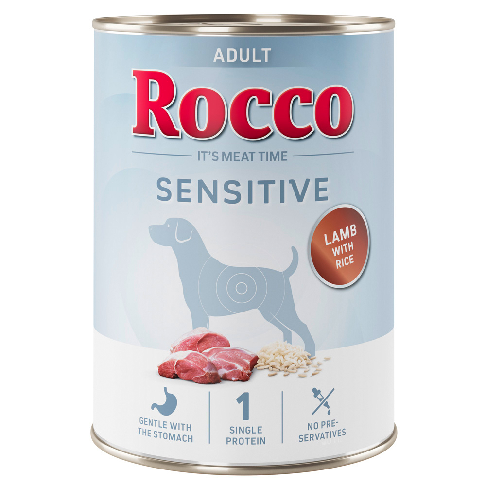 6 x 400 g Rocco Nassfutter zum Sonderpreis! - Sensitive: Neue Rezeptur - Lamm mit Reis von Rocco