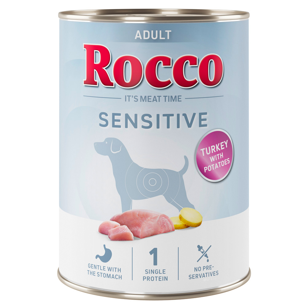 6 x 400 g Rocco Nassfutter zum Sonderpreis! - Sensitive: Neue Rezeptur - Truthahn mit Kartoffeln von Rocco