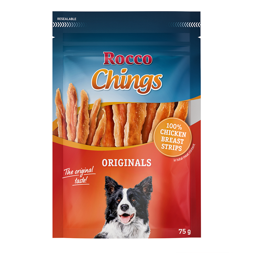Rocco Chings Originals als Probiergröße - Hühnerbrust in Streifen 75 g von Rocco