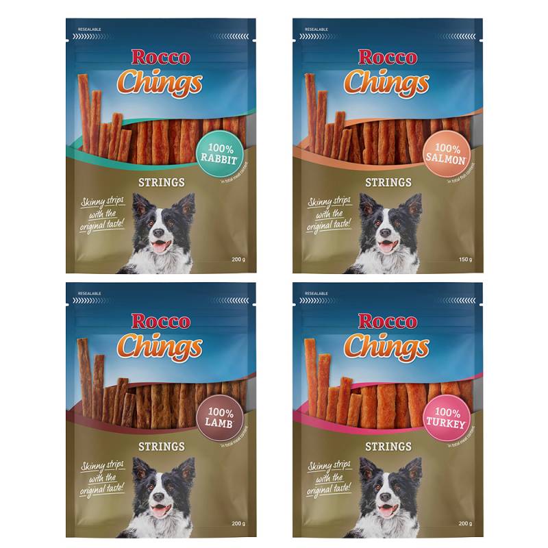 Rocco Chings Strings 150 / 200 g - Sparpaket % - Mix: 1 x Truthahn, 1 x Lamm, 1 x Kaninchen, 1x Lachs Rocco Chings Strings 150 / 200 g - Sparpaket % - Mix: 1 x Truthahn, 1 x Lamm, 1 x Kaninchen, 1x Lachs von Rocco