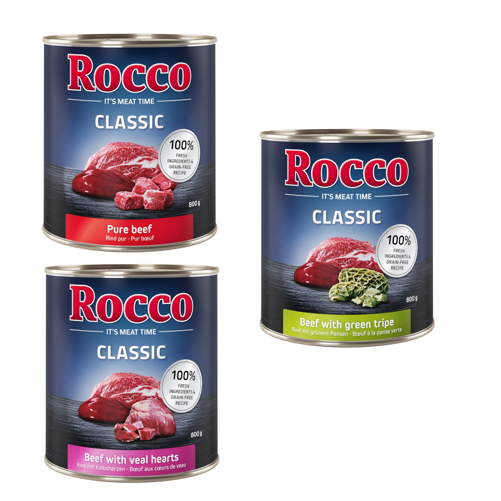 Rocco Classic Probiermix 6 x 800 g - Rind-Mix: Rind pur, Rind/Kalbsherz, Rind/Pansen Rocco Classic Probiermix 6 x 800 g - Rind-Mix: Rind pur, Rind/Kalbsherz, Rind/Pansen von Rocco