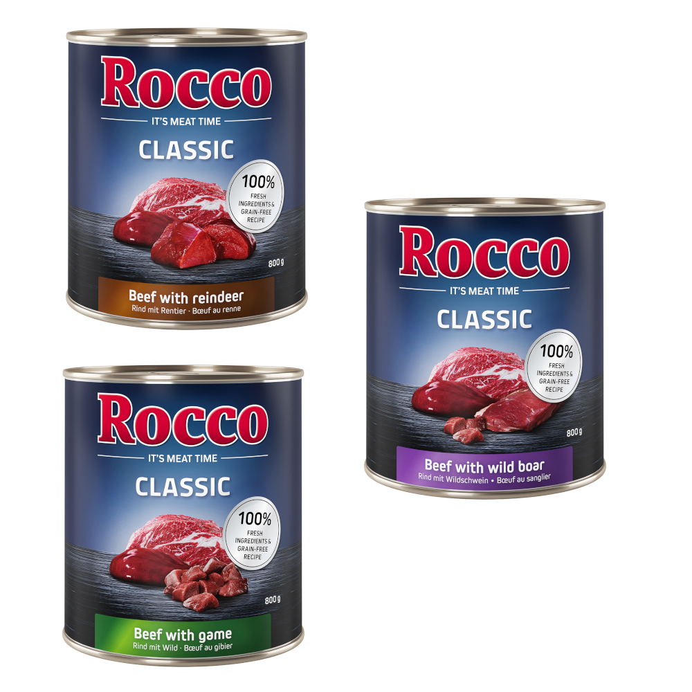 Rocco Classic Probiermix 6 x 800 g - Schwein-Mix: Rind/Lamm, Huhn/Pute, Huhn/Kalb, Rind/Geflügelherzen, Huhn/Lachs, Rind/Huhn Rocco Classic Probiermix 6 x 800 g - Schwein-Mix: Rind/Lamm, Huhn/Pute, Huhn/Kalb, Rind/Geflügelherzen, Huhn/Lachs, Rind/Huhn von Rocco