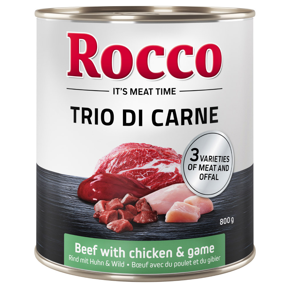 Rocco Classic Trio di Carne - 24 x 800 g - Rind, Huhn & Wild von Rocco