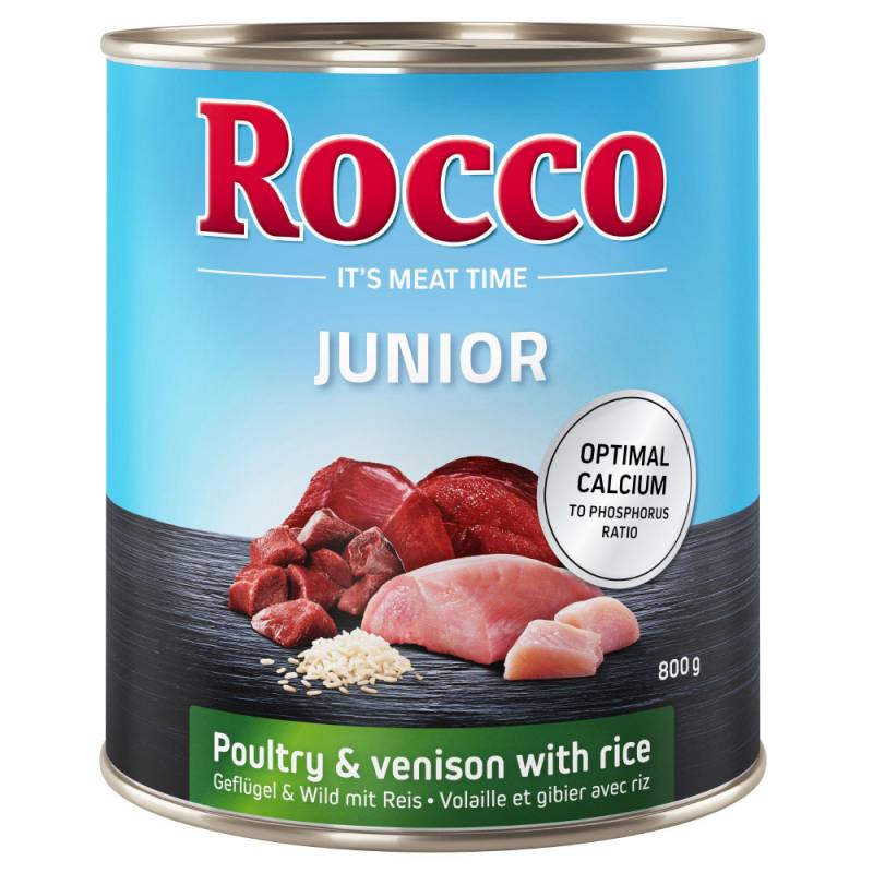 Rocco Junior 6 x 800 g - Geflügel mit Wild & Reis von Rocco