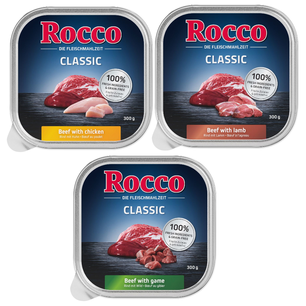 Rocco Probiermix 9 x 300 g - Classic 1: Rind pur, Rind/Pansen, Rind/Geflügelherzen von Rocco
