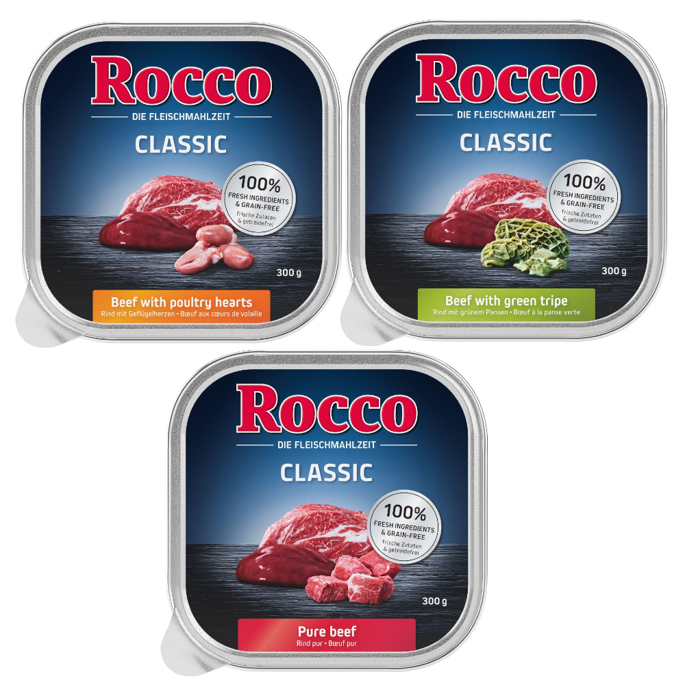 Rocco Probiermix 9 x 300 g - Classic 1: Rind pur, Rind/Pansen, Rind/Geflügelherzen Rocco Probiermix 9 x 300 g - Classic 1: Rind pur, Rind/Pansen, Rind/Geflügelherzen von Rocco
