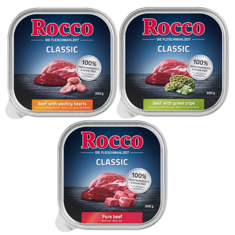 Rocco Probiermix 9 x 300 g - Classic 1: Rind pur, Rind/Pansen, Rind/Geflügelherzen von Rocco