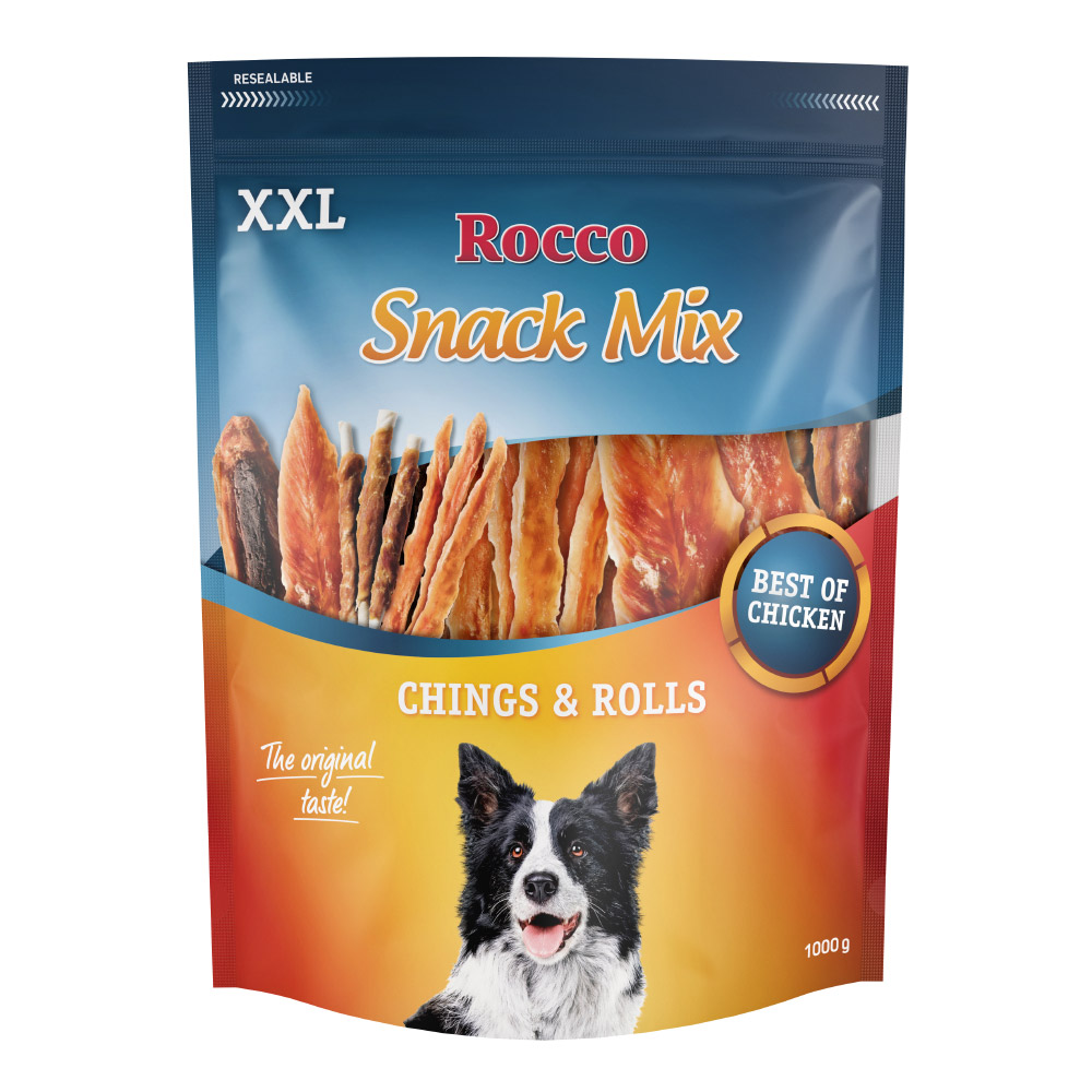 Rocco XXL Snack-Mix Chicken - Rolls Hühnerbrust, Chings Hühnerbrust 1 kg von Rocco