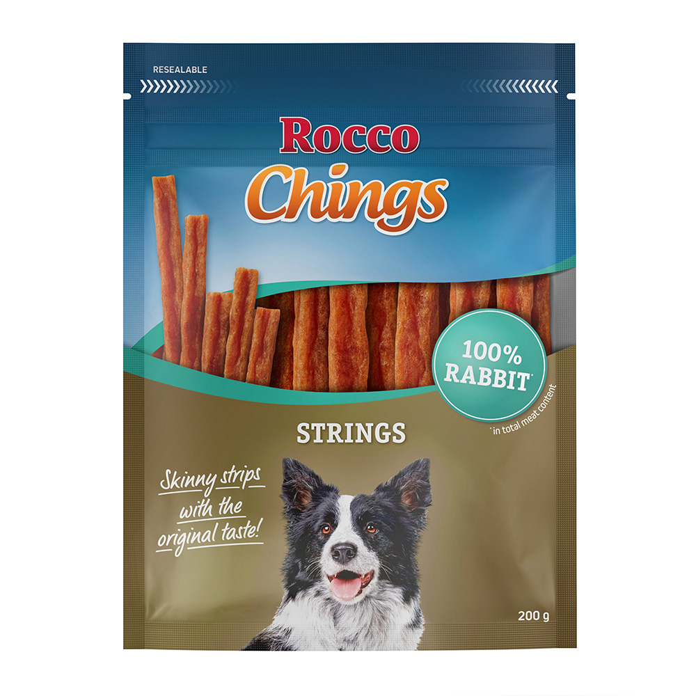 Sparpaket Rocco Chings Strings - 4 x Kaninchen 200 g von Rocco