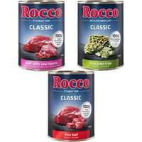 Sparpaket Rocco Classic 12 x 400 g - Rind-Mix (Rind pur, Rind/Kalbsherz, Rind/Pansen) von Rocco