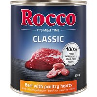 Rocco Classic 24 x 800g - Rocco Nassfutter im Sparpaket - Rind mit Geflügelherzen von Rocco