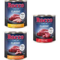 Rocco Classic 24 x 800g - Rocco Nassfutter im Sparpaket - Topseller-Mix (Rind pur, Rind/Geflügelherzen, Rind/Huhn) von Rocco