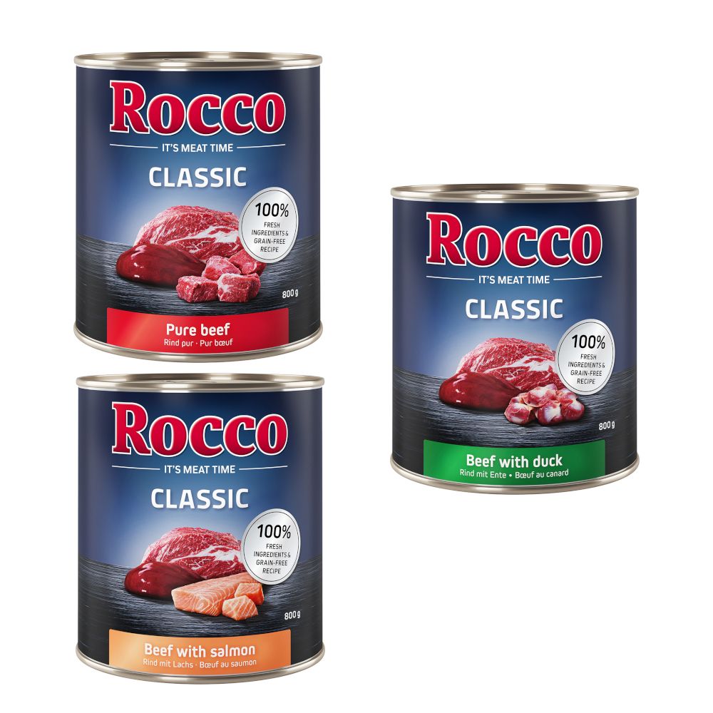 Top-Angebot Rocco Classic 24 x 800g - Exklusiv-Mix: Rind pur, Rind/Lachs, Rind/Ente Top-Angebot Rocco Classic 24 x 800g - Exklusiv-Mix: Rind pur, Rind/Lachs, Rind/Ente von Rocco