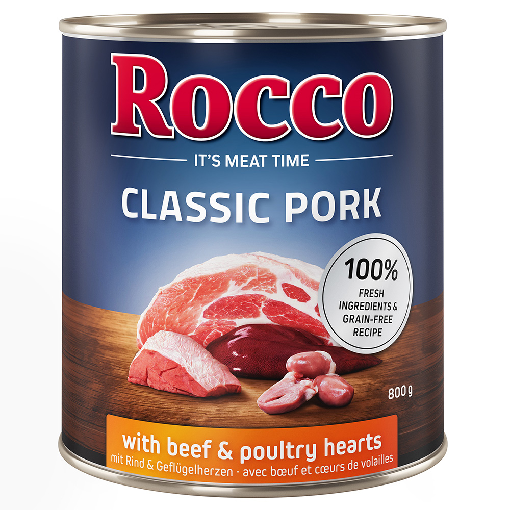 Sparpaket Rocco Classic Pork 24 x 800g Rind & Geflügelherzen von Rocco