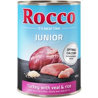 Sparpaket Rocco Junior 12 x 400 g - Mix (Geflügel mit Hühnerherzen & Pute mit Kalbsherzen) von Rocco