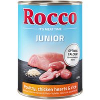 Sparpaket Rocco Junior 24 x 400 g - Geflügel mit Hühnerherzen & Reis von Rocco