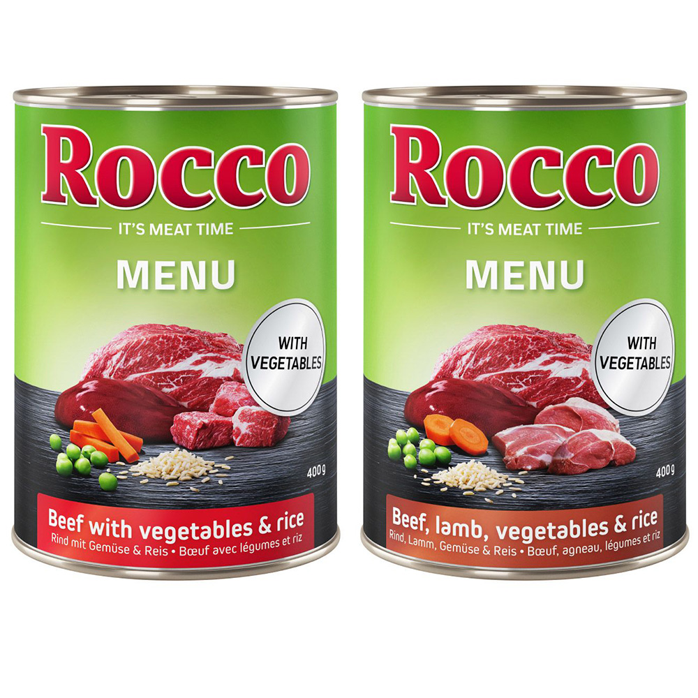 Sparpaket Rocco Menü 24 x 400 g - Mix: Rind & Rind mit Lamm von Rocco
