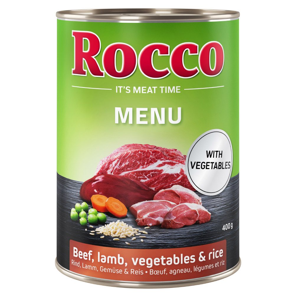 Sparpaket Rocco Menü 24 x 400 g - Rind mit Lamm, Gemüse und Reis von Rocco