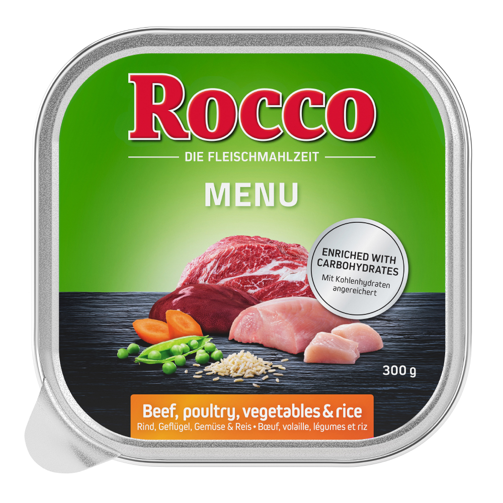 Sparpaket Rocco Menü 27 x 300 g - Rind mit Geflügel Sparpaket Rocco Menü 27 x 300 g - Rind mit Geflügel von Rocco