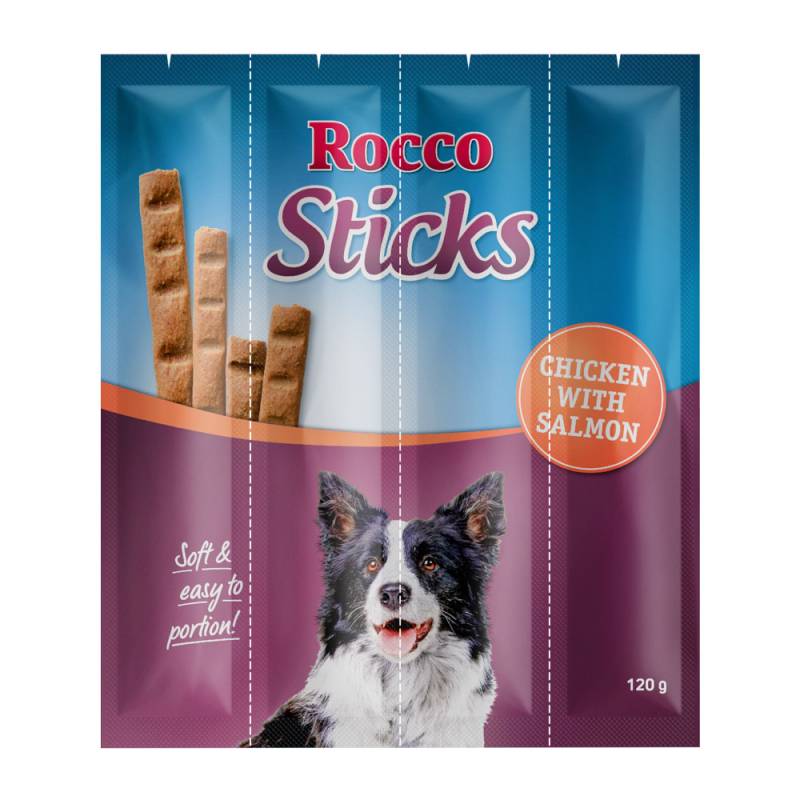 Sparpaket Rocco Sticks 120 g / Sparpaket % - Huhn mit Lachs 12 Stück (120 g) von Rocco