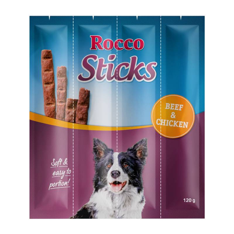 Sparpaket Rocco Sticks 120 g / Sparpaket % - Rind & Huhn 3 x 12 Stück (360 g) von Rocco