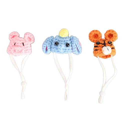 RockVOQRN Hamstermütze, handgestrickt, niedlich, mit verstellbarem Riemen, geeignet für Meerschweinchen, Eidechsen, kleine Haustiere, 3 Stück RockVOQRN Hamstermütze, handgestrickt, niedlich, mit verstellbarem Riemen, geeignet für Meerschweinchen, Eidechsen, kleine Haustiere, 3 Stück von RockVOQRN