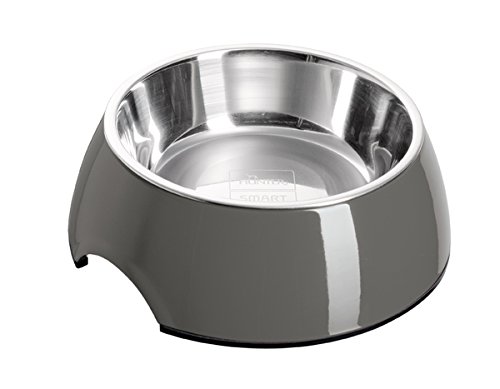 Rocky Equestrian 2 in1 Melamin/Edelstahl Napf für Hund und Katze, Grau, 350 ml (2 Stück) von Rocky Equestrian