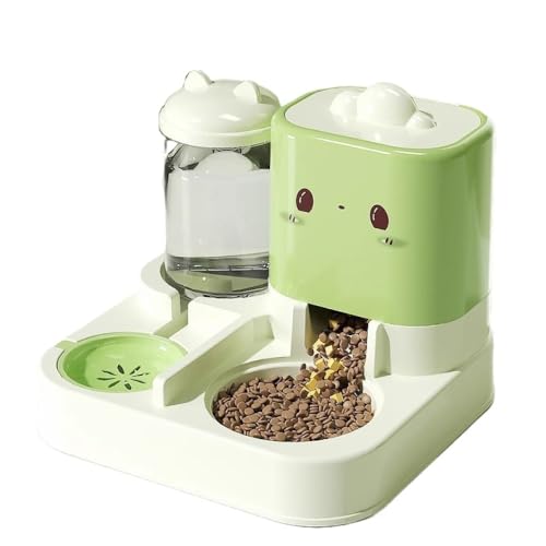 2-in-1 Automatischer Futterspender für Katzen und Hunde, 1500 ml Wassertank 2200 ml Futterbehälter, kippfestes Design mit breiter Öffnung (29 x 26 x 23 cm) (Frisches Grün) von Rocky Green