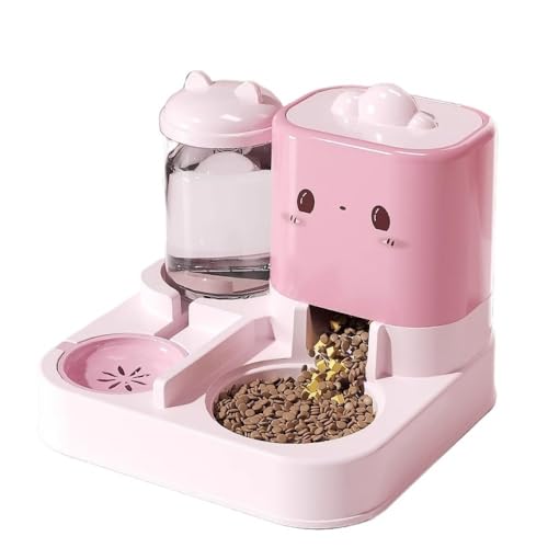 2-in-1 Automatischer Futterspender für Katzen und Hunde, 1500 ml Wassertank 2200 ml Futterbehälter, kippfestes Design mit breiter Öffnung (29 x 26 x 23 cm) (Kirschrosa) von Rocky Green