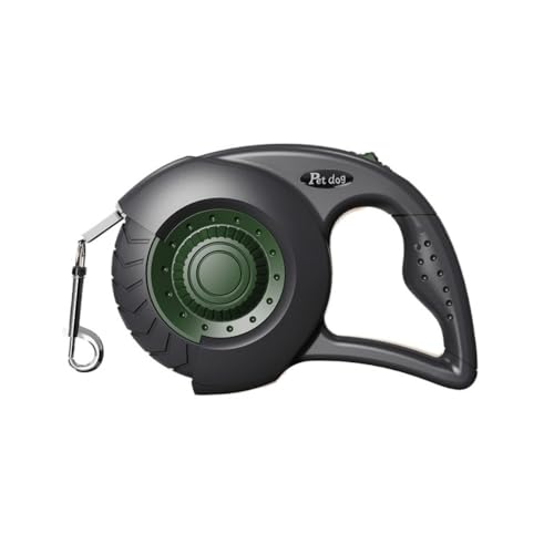 Automatisch einziehbare Haustierleine, geeignet für kleine/mittelgroße/große Hunde, rutschfester Griff, 360° Drehung ohne Verheddern, Outdoor-Hundeleine (3 m/5 m) (803 schwarz-grün, 5 m) von Rocky Green