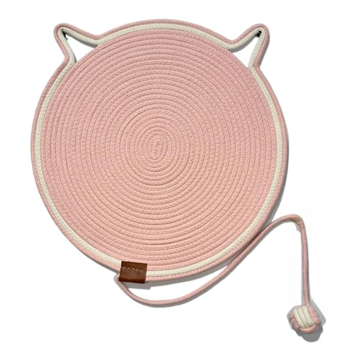 Große Kratzmatte für Katzen, 50 cm, mit interaktiven Spielzeugbällen, waschbares Sisalseilbett und Spielmatte (mehrere Farben) (Rosa) von Rocky Green