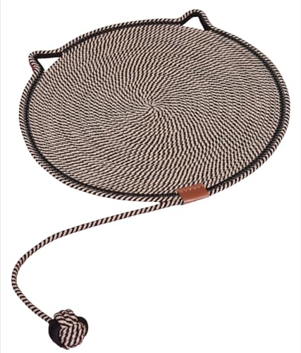 Große Kratzmatte für Katzen, 50 cm, mit interaktiven Spielzeugbällen, waschbares Sisalseilbett und Spielmatte (mehrere Farben) (schwarz) von Rocky Green