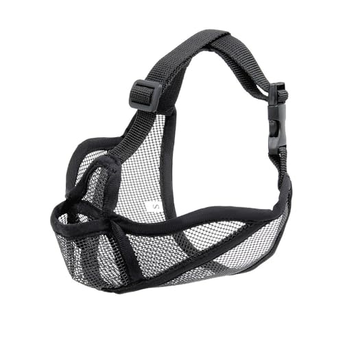Rocky Green Atmungsaktiver Maulkorb für Hunde – verstellbare Schutzausrüstung gegen Beißen, Bellen und Fressen, Schutzausrüstung für kurze Schnauzenrassen (erhältlich in 5 Größen) (S,Schwarz) von Rocky Green