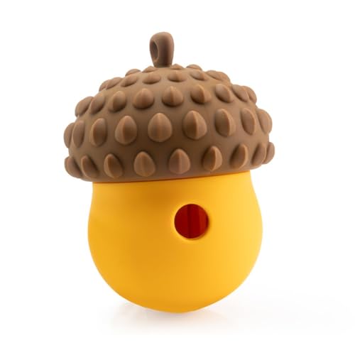 Rocky Green Bissfestes Silikon-Puzzle-Spielzeug – Haustier-Snackball, geeignet für mittelgroße und große Hunde und Katzen, interaktives Puzzle-Spielzeug für langsames Essen (braun + gelb) von Rocky Green