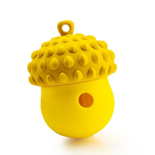 Rocky Green Bissfestes Silikon-Puzzle-Spielzeug – Haustier-Snackball, geeignet für mittelgroße und große Hunde und Katzen, interaktives Puzzle-Spielzeug für langsames Essen (gelb) von Rocky Green