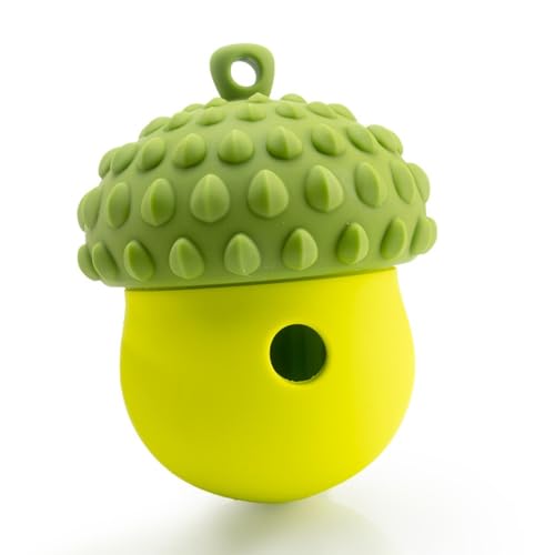 Rocky Green Bissfestes Silikon-Puzzle-Spielzeug – Haustier-Snackball, geeignet für mittelgroße und große Hunde und Katzen, interaktives Puzzle-Spielzeug für langsames Essen (grün + gelb) von Rocky Green