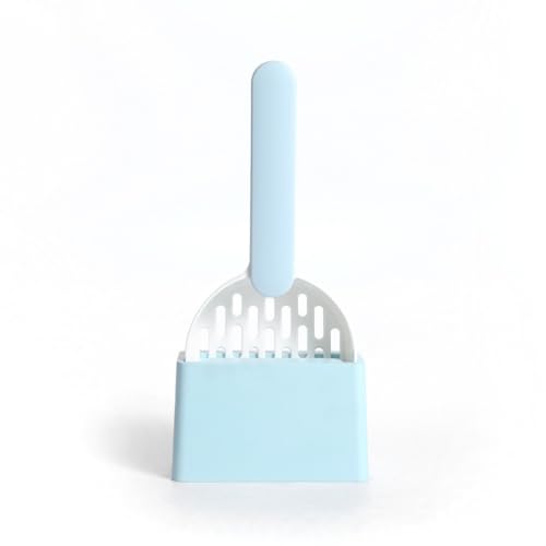 Rocky Green Edelstahl-Katzenstreu-Schaufel-Set mit Halter, feinmaschiges Siebschaufel-Set, langlebig, ergonomisches Haustierabfall-Reinigungswerkzeug für Katzen (weiß + blau) von Rocky Green