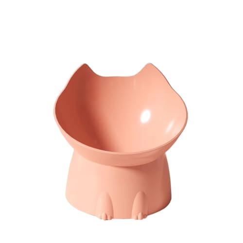 Rocky Green Katzennapf mit Nackenschutz, 15° neigbar, kippsicher, essbares PP-Material, hoher Futternapf, auslaufsicher, schwarzer Kiefer (für Hunde und Katzen) (Rosa) von Rocky Green