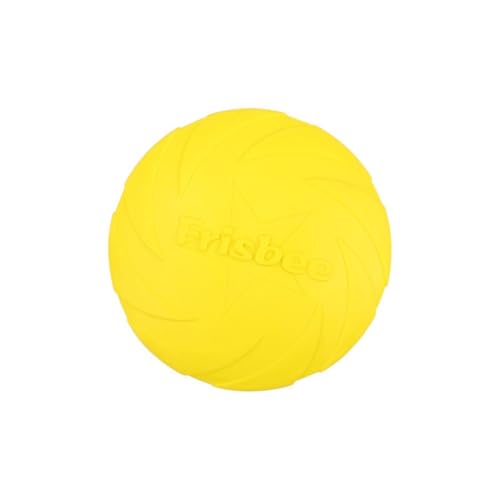 Rocky Green TPR Schwimmendes Hunde-Frisbee für Haustiere, bissfest, interaktives Trainingsfrisbee (15 cm/18 cm/22 cm), ideal für Apportiertraining, Schwimmen im Freien (18 cm, gelb) von Rocky Green