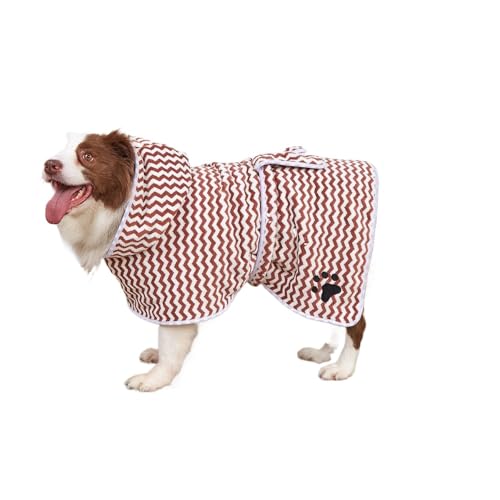 Rocky Green Verdicktes Korallen-Fleece-Haustier-Badetuch – Mikrofaser für Hunde und Katzen, saugfähiger und schnell trocknender Bademantel, Haustier-Badetuch, weich und nicht flauschig (S, Braun) von Rocky Green
