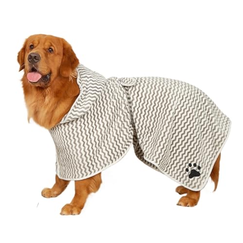 Rocky Green Verdicktes Korallen-Fleece-Haustier-Badetuch – Mikrofaser für Hunde und Katzen, saugfähiger und schnell trocknender Bademantel, Haustier-Badetuch, weich und nicht flauschig (XS, Grau) von Rocky Green